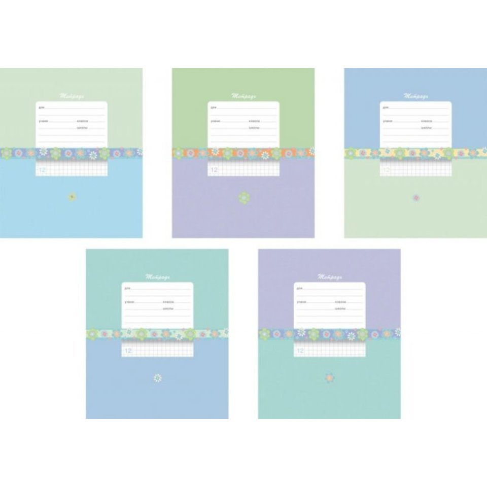 тетрадь 12 листов однотонная Классика с орнаментом узкая в линейку 37522