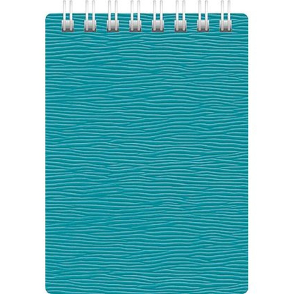 блокнот А7 80 листов Wood пластиковая обложка на гребне бирюзовый 02223