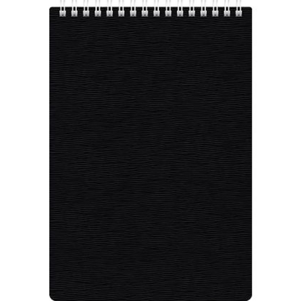 блокнот А7 80 листов Wood пластиковая обложка на гребне черный 02201