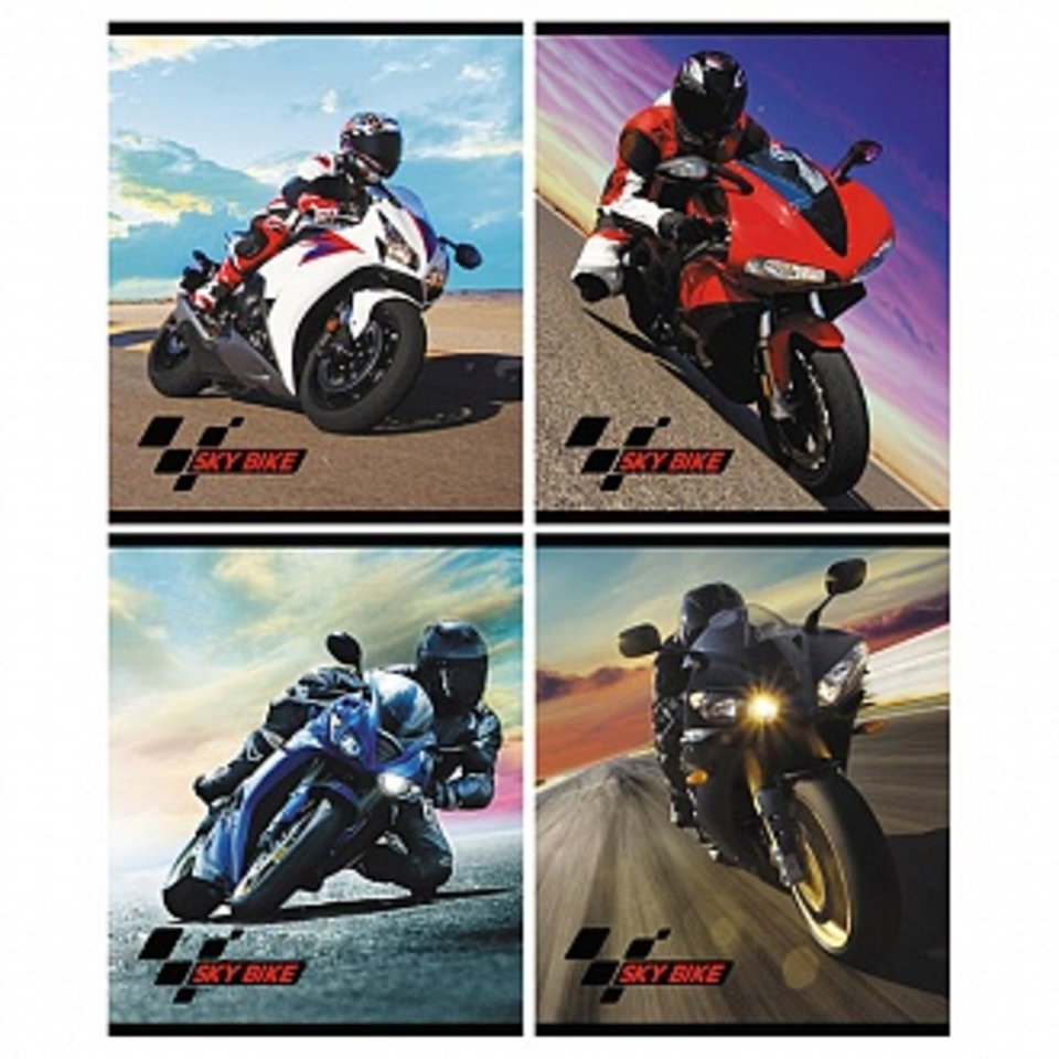 тетрадь 48 листов Мотоциклы 110724 в клетку