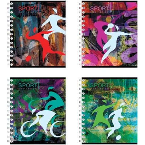 тетрадь 96 листов Flash-sport 39982 на спирали в клетку