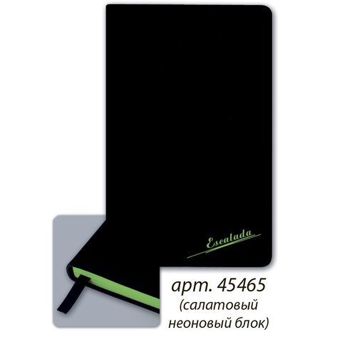 ежедневник недатированный А5 Софт-тач интегральный черный салатовый блок 45465 Escalada