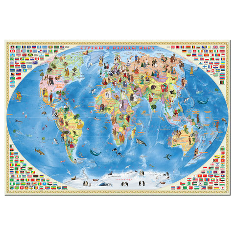 карта для детей Страны и народы мира 101х69см