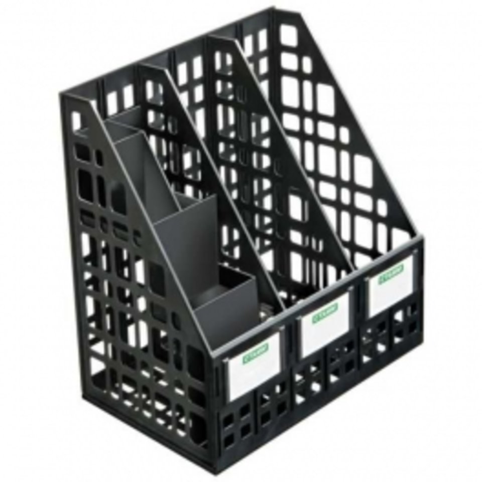 подставка для бумаг 3 секции сборная с органайзером Стамм ЛТ88 черная