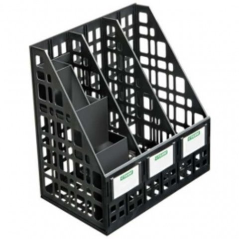 подставка для бумаг 3 секции сборная с органайзером Стамм ЛТ88 черная