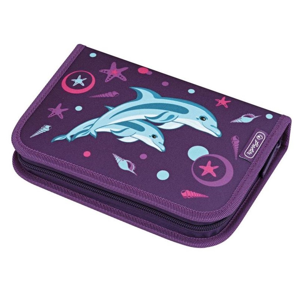 пенал для девочки 50008483 HERLITZ Girls Дельфины 1 молния