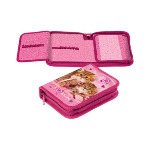 пенал для девочки Hatber Пушистые друзья с двумя планками NPn 20097