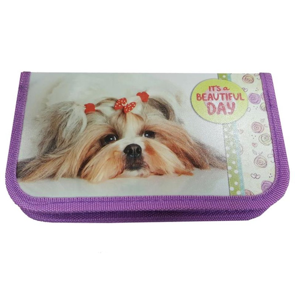 пенал для девочки Собака с бантиком 2 отделения ПН-2209