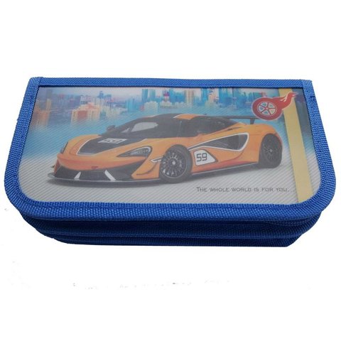 пенал для мальчика Черно-оранжевый спорткар 3 отделения ПН-2221