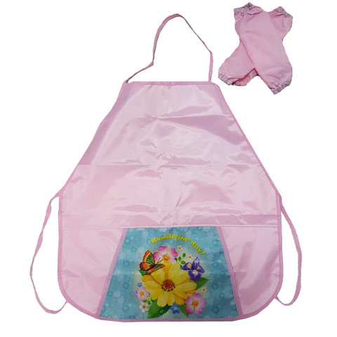 фартук и нарукавники Цветы на зеленом фоне ФН-0917