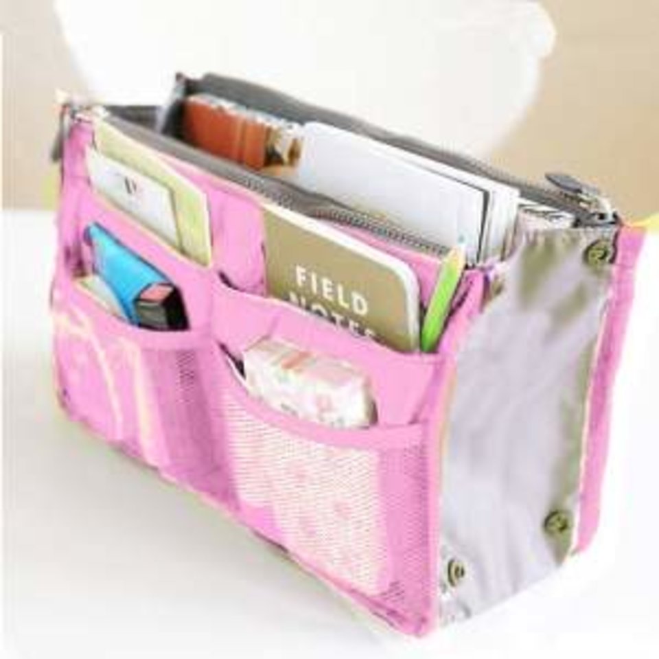 органайзер для сумки 28х16см 2 отделения на молнии розовый SR-OB111Pink