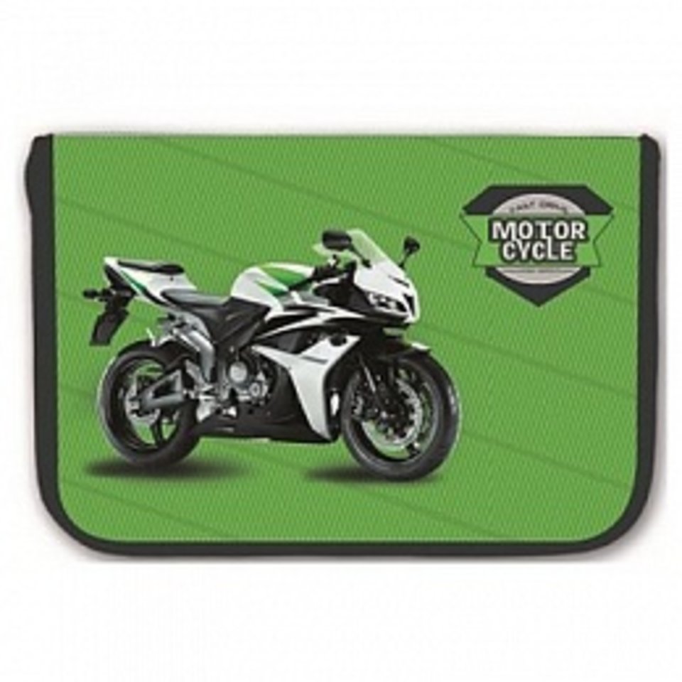 пенал для мальчика Мото на зеленом с планкой 39967