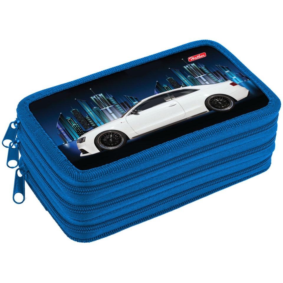 пенал для мальчика Night city car 3 отделения NPn 31054