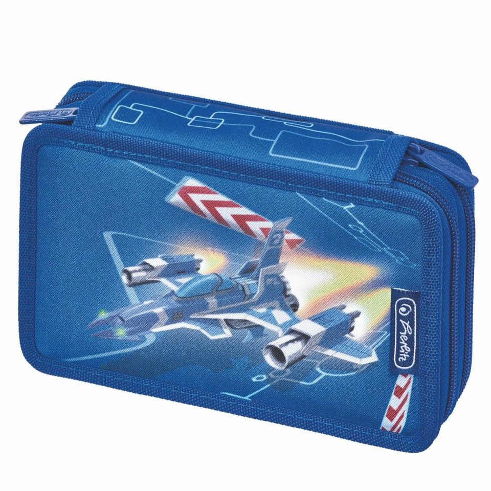 пенал для мальчика 11438538 HERLITZ Самолет 2 молнии