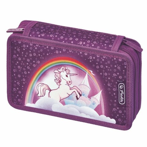 пенал для девочки 11438538 HERLITZ Единорог 2 молнии