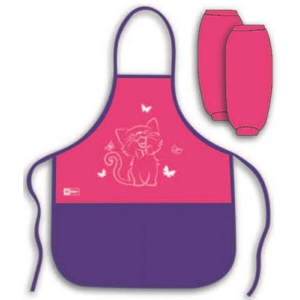 фартук для труда с нарукавниками Кошечка на розовом 44891