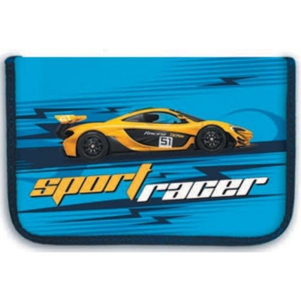 пенал для мальчика Желтое авто с откидной планкой 43300