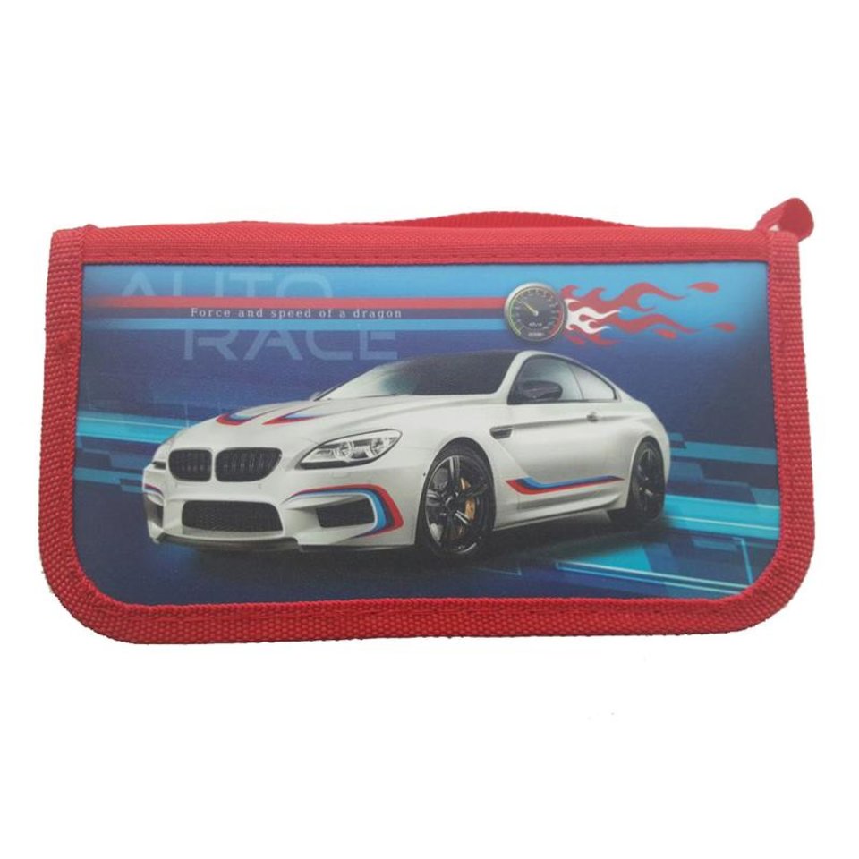 пенал для мальчика Белое авто 3 отделения ПН-2220