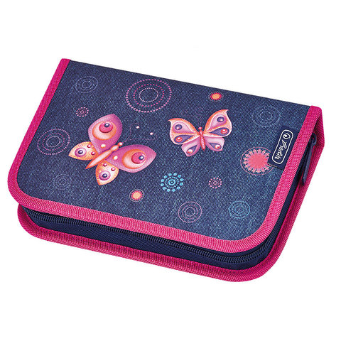 пенал для девочки 50008506 HERLITZ Girls Бабочки 1 молния