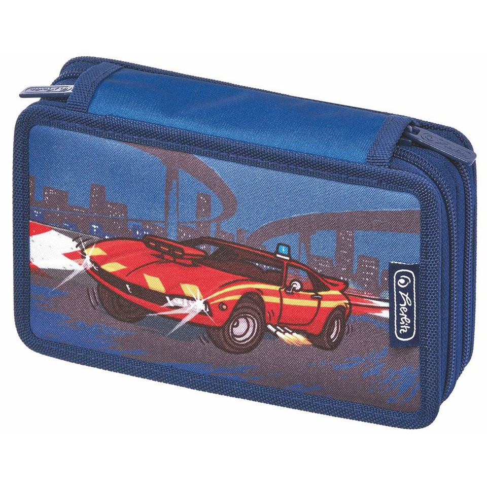 пенал для мальчика 11438579 Herlitz Boys Машина 23 предмета 2 молнии