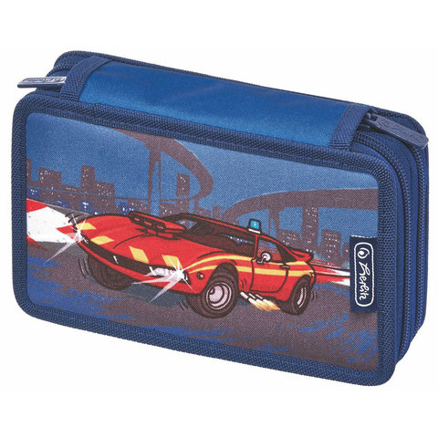 пенал для мальчика 11438579 Herlitz Boys Машина 23 предмета 2 молнии