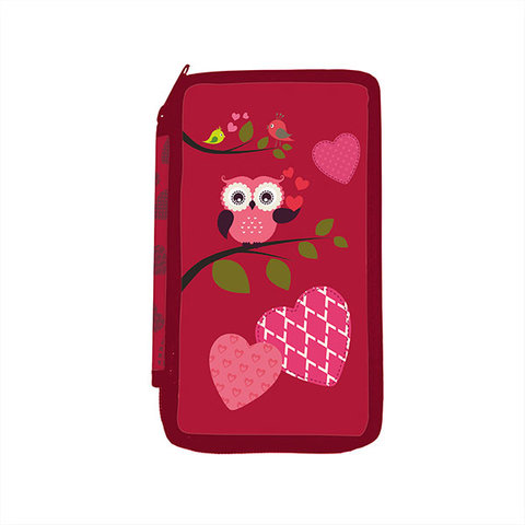 пенал для девочки Совушки и сердечки 2 отделения ПК2-6СС
