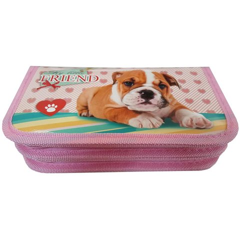 пенал для девочки Забавный щенок 2 отделения 190х105мм ПН-0212