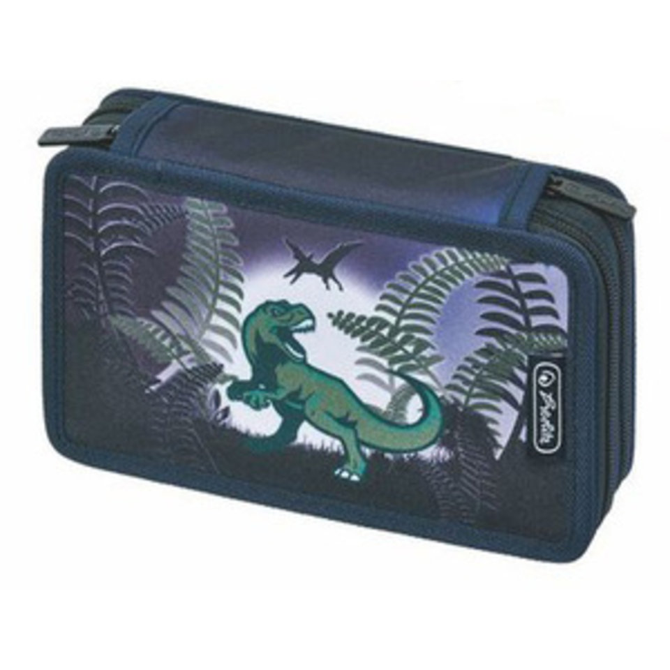пенал для мальчика 11438579 Herlitz Boys Динозавр 23 предмета 2 молнии