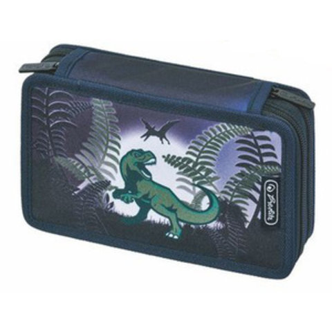 пенал для мальчика 11438579 Herlitz Boys Динозавр 23 предмета 2 молнии