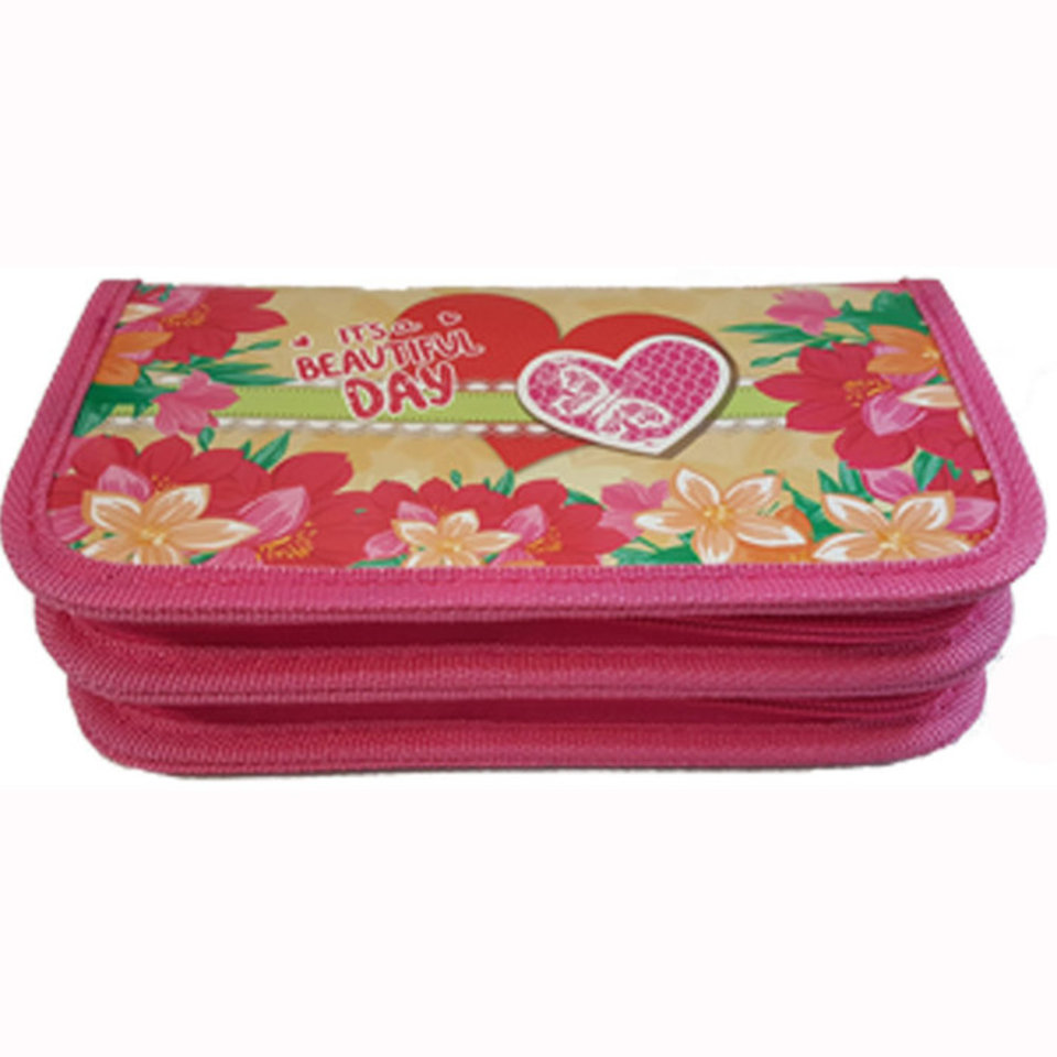 пенал для девочки Цветочный день 2 отделения 190х105мм ПН-0211
