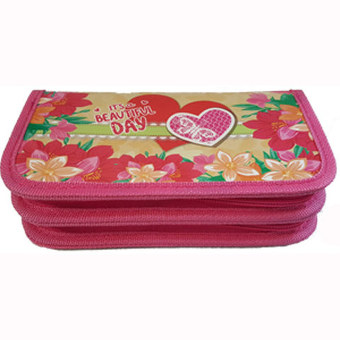 пенал для девочки Цветочный день 2 отделения 190х105мм ПН-0211