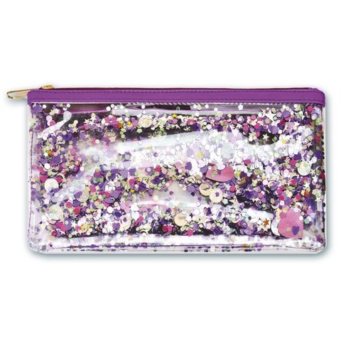 косметичка для девочки Сиреневый прозрачный с пайетками 46425
