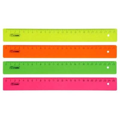 линейка 25см пластиковая прозрачная/тонированная ЛН 23/24 Стамм