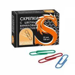 скрепки 33 мм 100шт цветные картонная упаковка Китай SPC33C/WM067000200 скрепки 33 мм 100шт цветные картонная упаковка Китай SPC33C/WM067000200