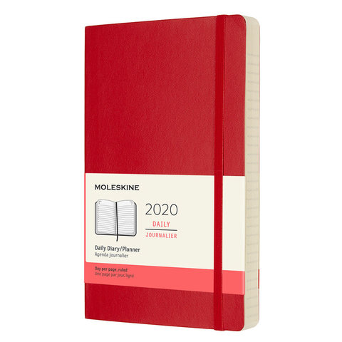 ежедневник датированный А5 200л Moleskine Classic Soft на резинке красный 2020г 384928