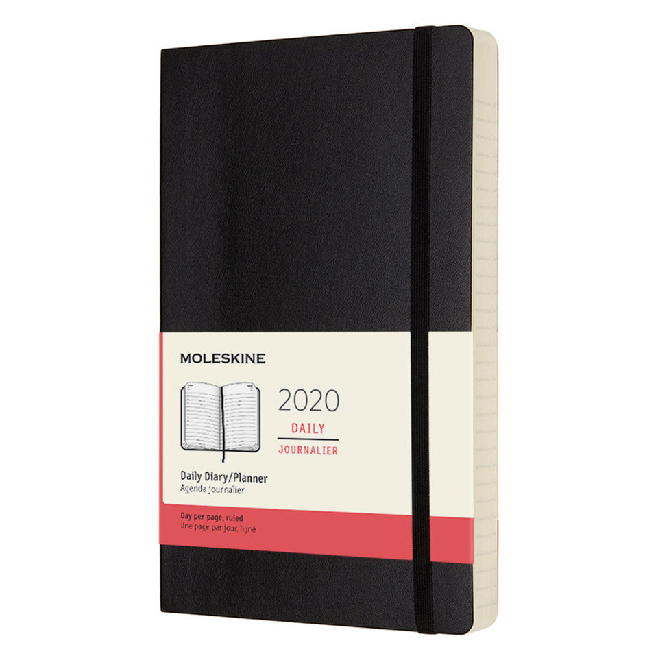 ежедневник датированный А5 200л Moleskine Classic Soft на резинке черный 2020г 384916
