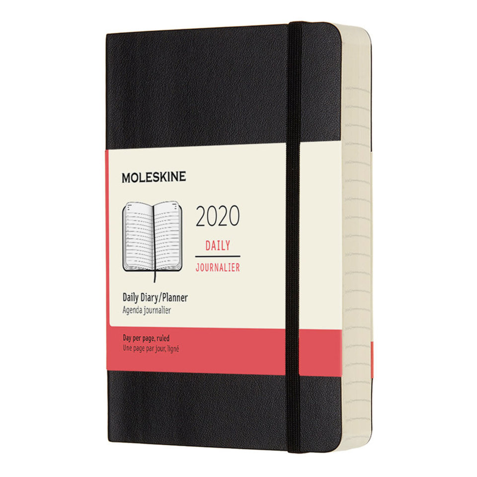 ежедневник датированный А6 200л Moleskine Classic Soft на резинке черный 2020г 384911