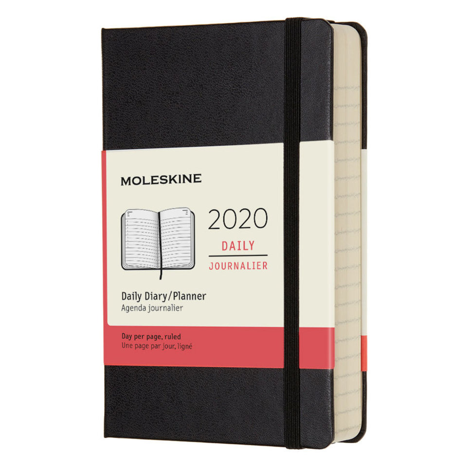ежедневник датированный А6 200л Moleskine Classic на резинке черный 2020г 384600