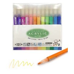 маркеры акриловые набор 12 цветов Акриловые, Hobby Глиттер эффект блистер упаковка