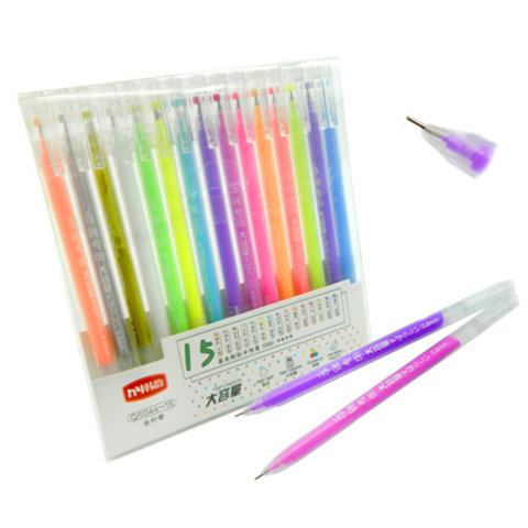 ручки гелевые набор 15 цветов Пастельные цвета прозрачный корпус