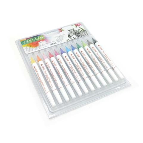 скетч-маркеры набор 12 цветов Акварельные Кисть Белый корпус с прозрачным колпачком, на блистере