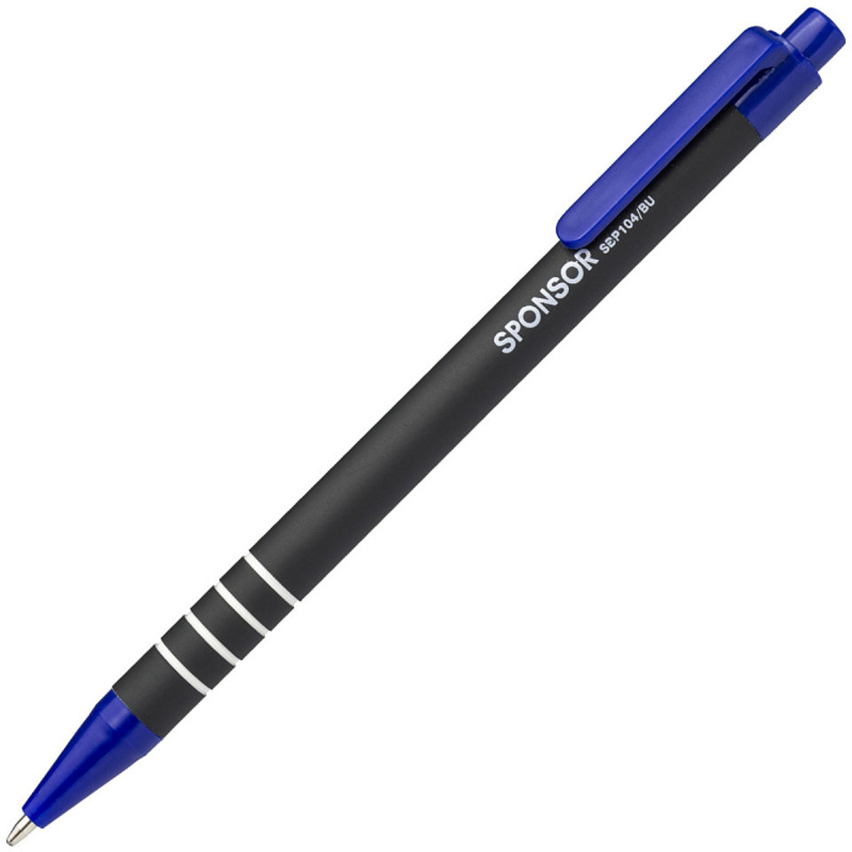 ручка шариковая SPONSOR автоматическая синяя прорезиненный корпус