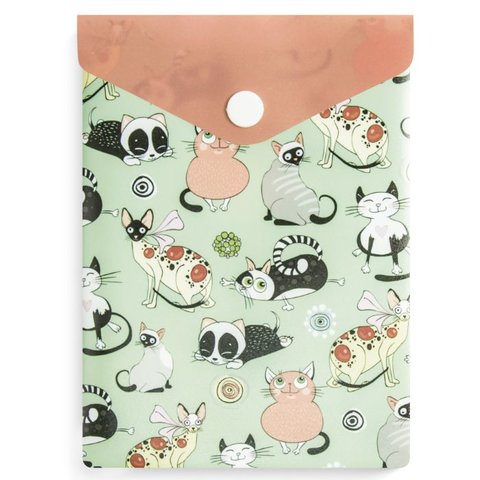 папка-конверт на кнопке 15,8х11,4см Коты 48249