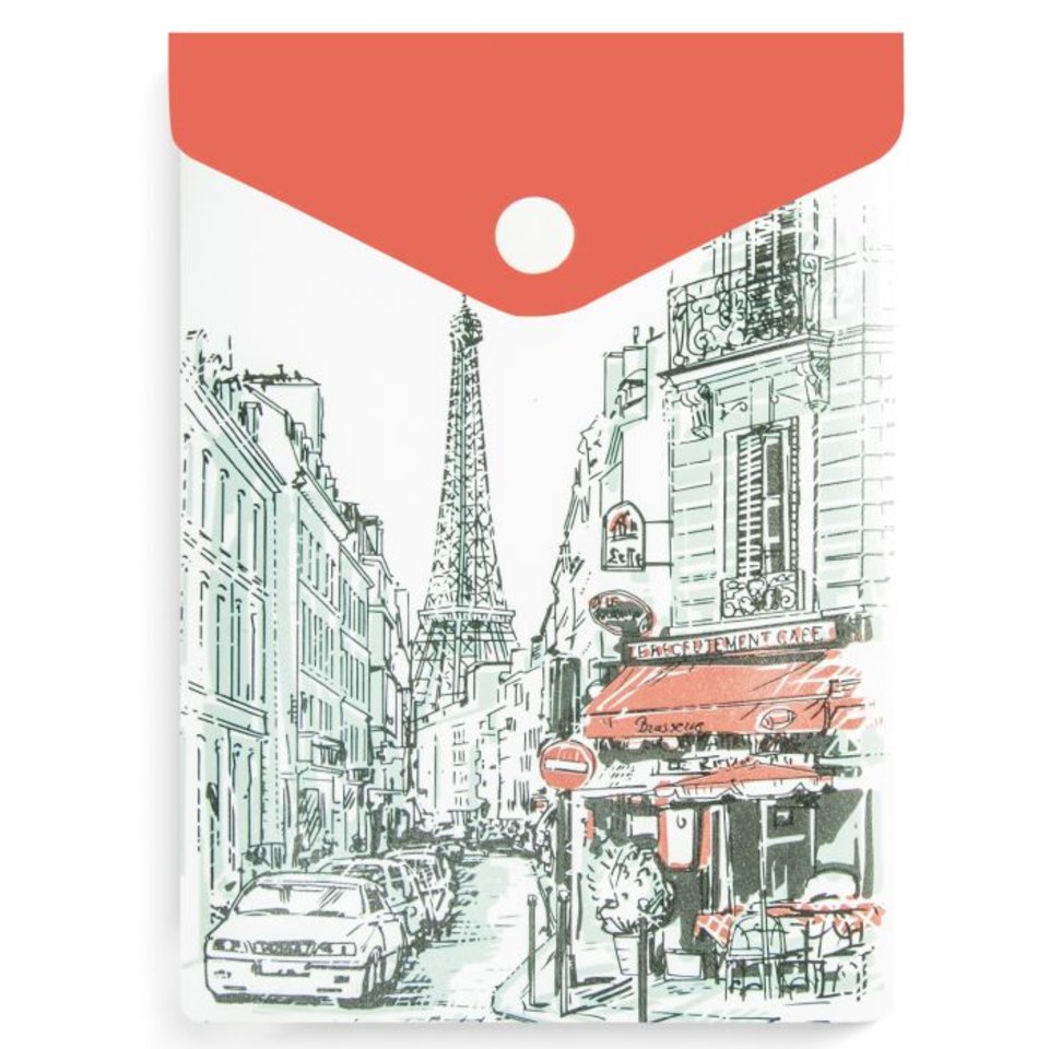 папка-конверт на кнопке 15,8х11,4см Город 48250