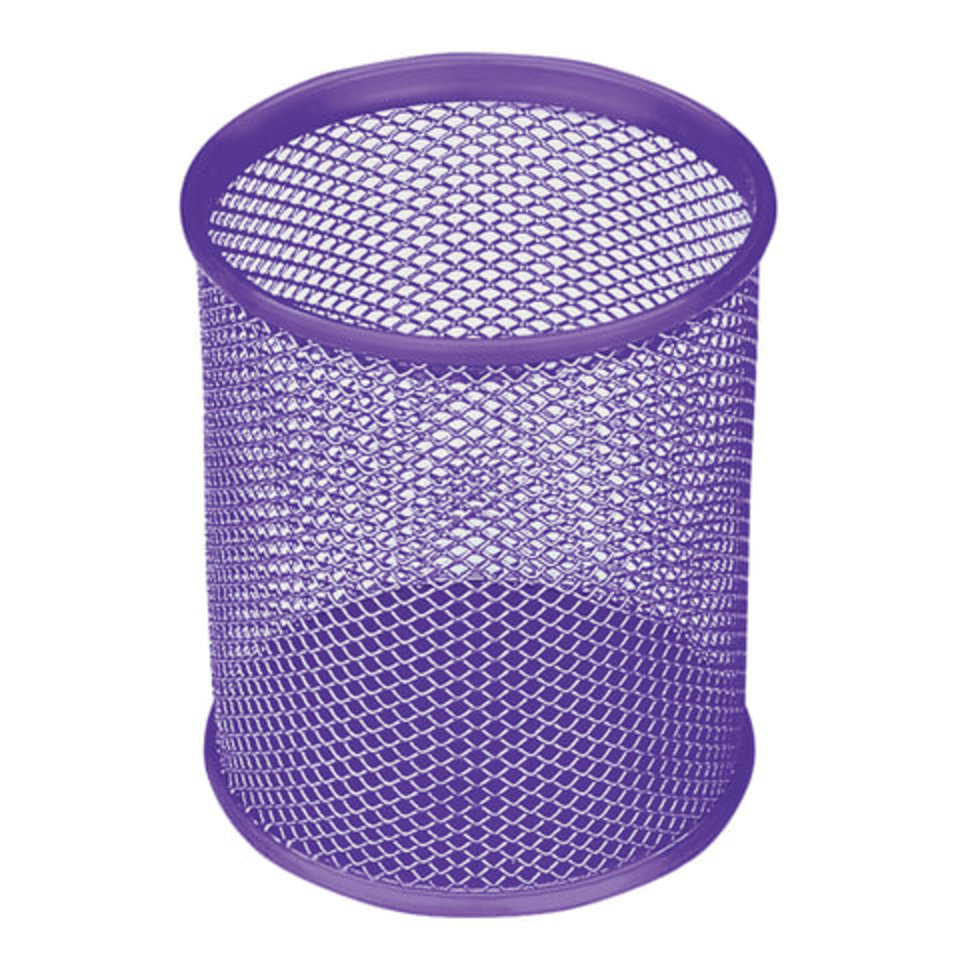 подставка для канцелярских принадлежностей металлическая сетка круглая Brauberg 231981 фиолетовая