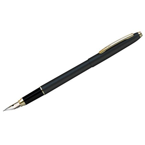ручка перьевая Berlingo Golden Prestige черный корпус, золотой клип, пластиковый футляр
