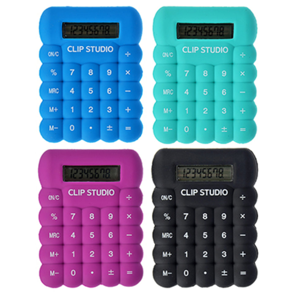 калькулятор карманный 8 разрядов ClipStudio мягкий силиконоый цветной корпус580-001