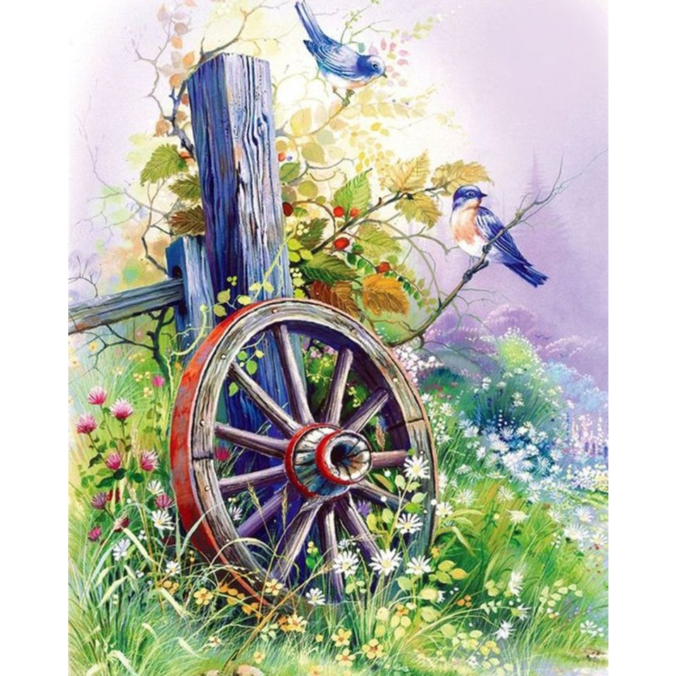 картина по номерам 40х50см VA-0809 “Колесо телеги”