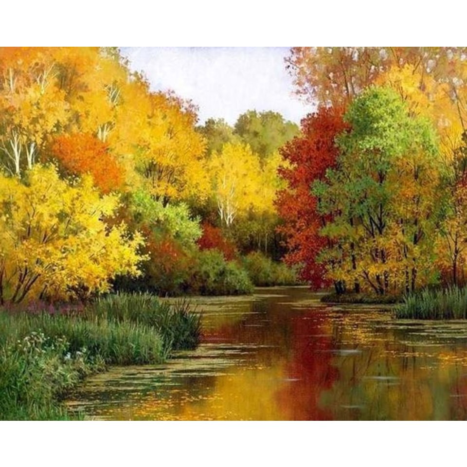 картина по номерам 40х50см VA-0278 “Осенняя река”