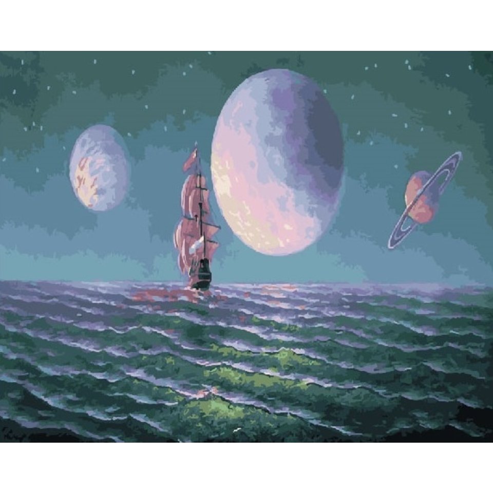 картина по номерам 40х50см RDG-2975 “Море и космос”